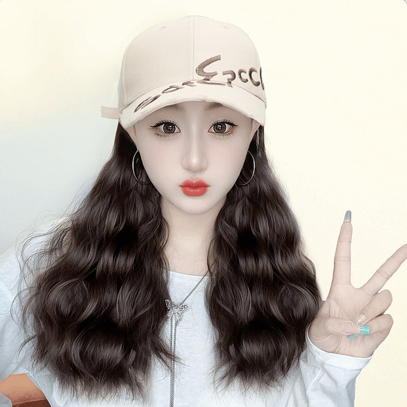Water Ripple Curly Hair Baseball Cap Makes Face Look Wig Long Curls