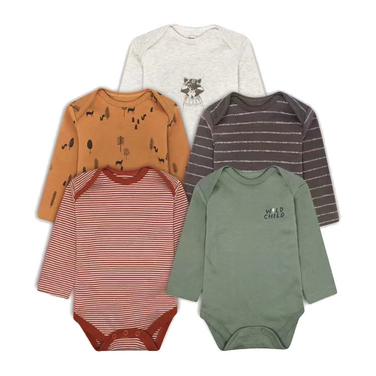 Children's Clothing Infant Rompers Long Sleeve Mixed Color Triangle Jumpsuit, Climbing Suit