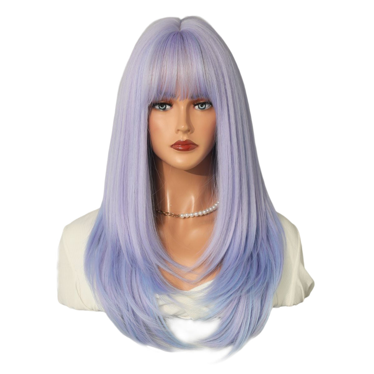 High Level Female Air Bangs Hair Brown Daily Fluffy Quality Long Straight Wig