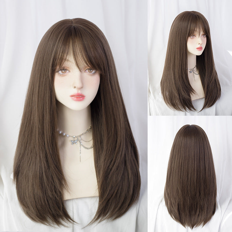 Female Hair Sweet Cute White Gold Color Natural Long Straight Wig