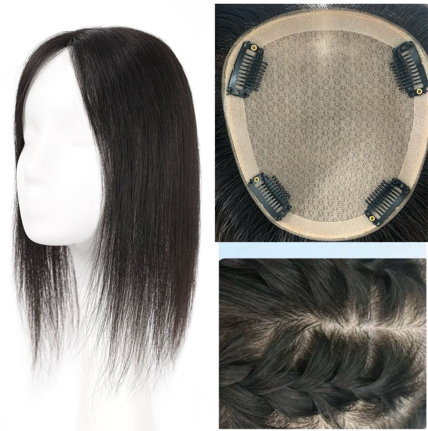 Women's Double-handed Needle Set Braid Hair Lightweight Breathable Hand-woven Human Top Wig