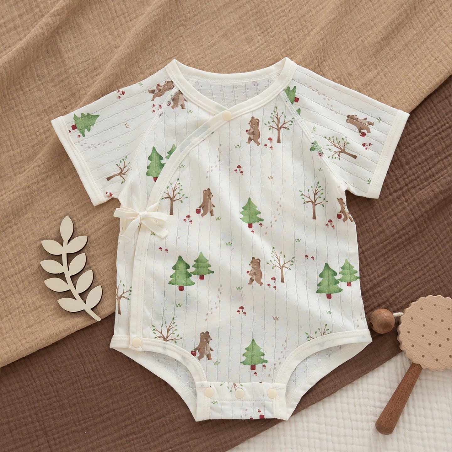 Short Sleeve Cotton Butt Wrap Clothes Months Born Boneless Triangle Jumpsuit, Climbing Suit