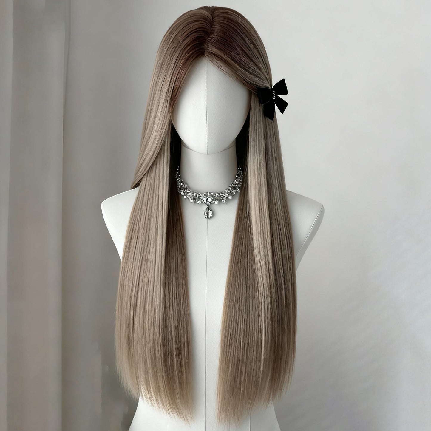 Female Forehead Lace High Level Mixed Long Straight Wig
