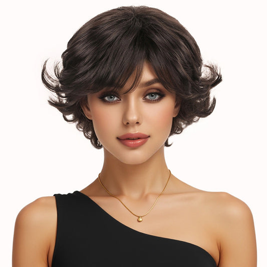 Women's Real Fashion Mom Trendy Set Natural Wig Short Curly Hair