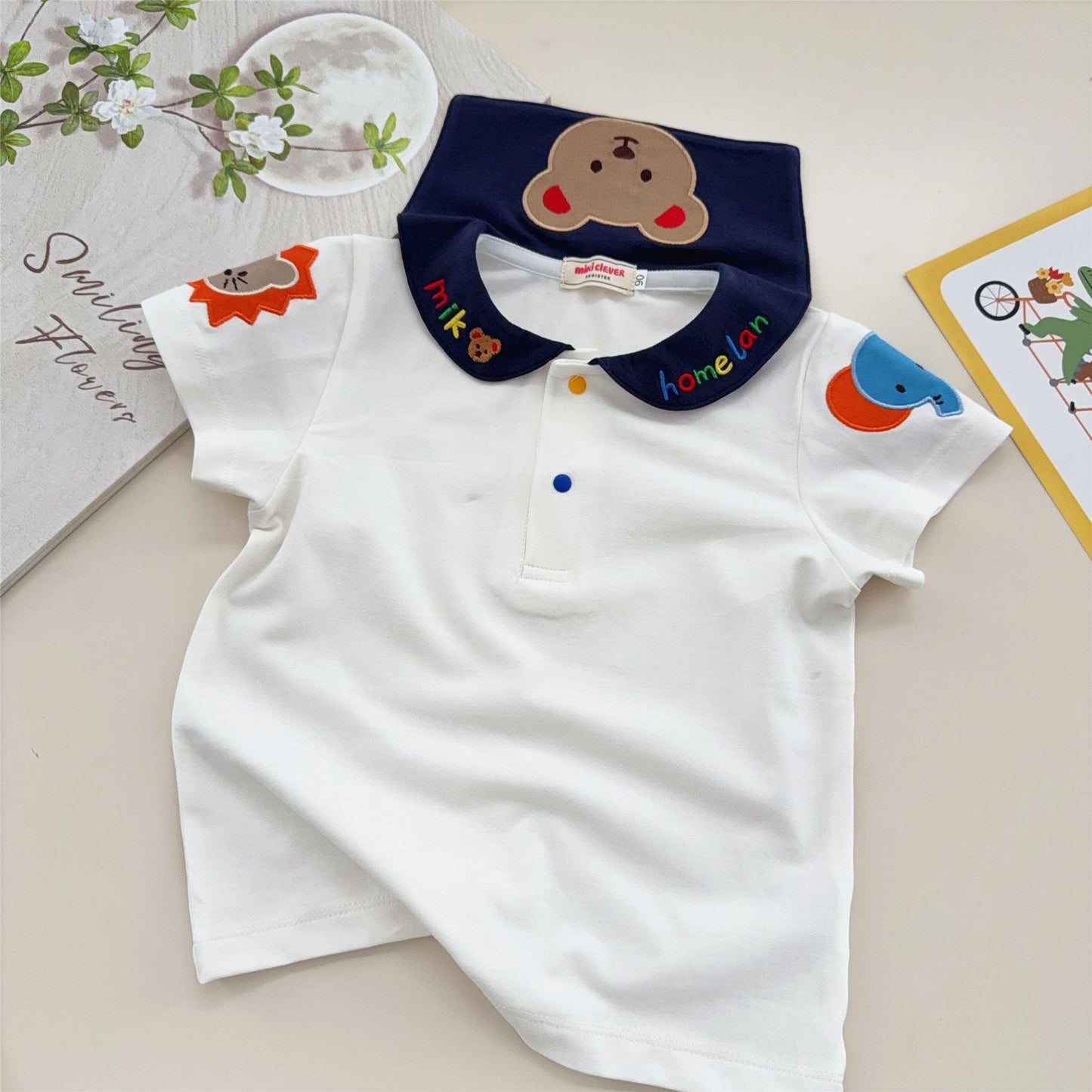 Children's Shirt Tops Summer Inner Cartoon Embroidered Children's T-shirt