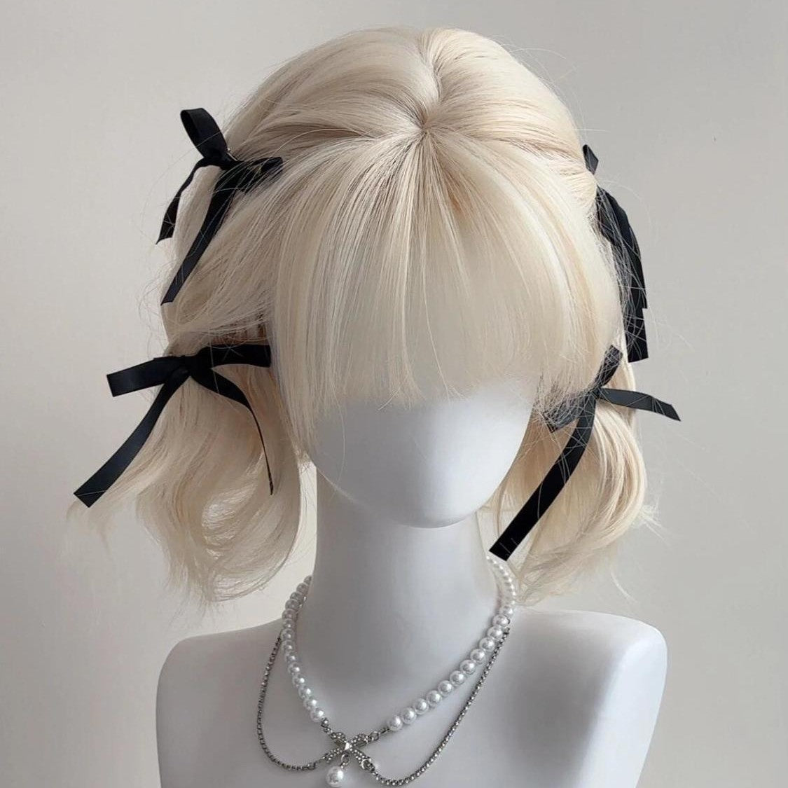 Female Milk Platinum White Natural Full Wig Short Curly Hair