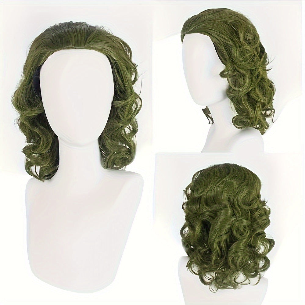 Movie Clown Flack Green Medium Long Curly Hair Cos Wig