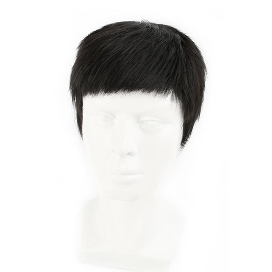 Men's Boys Handsome Short Hair Inch Headgear Realistic Natural Fiber Men's Wig