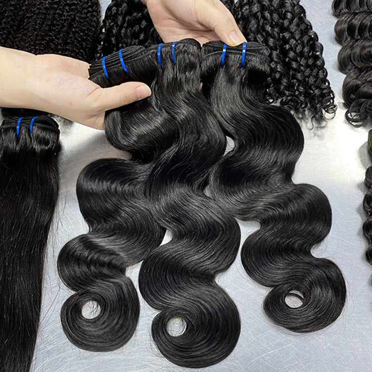 Glamorous Women's Human Weft Long Curly Real Hair Wig