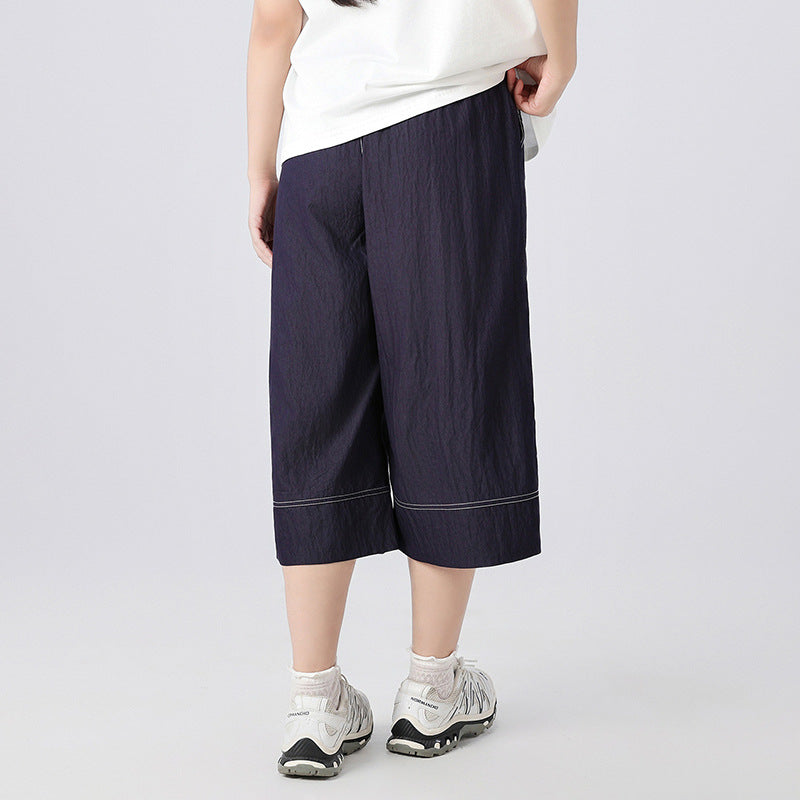Junior High School Summer Thin Denim Cropped Medium Big Large Children's Pants