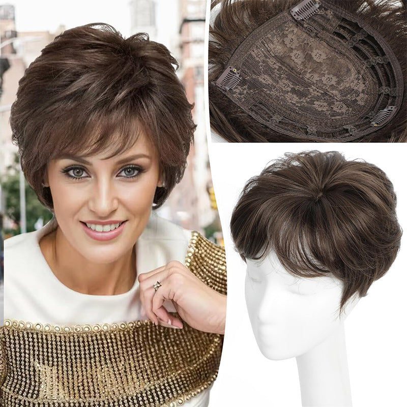 Women's Hairpiece Chemical Fiber Short Curly Increase Cover Gray Wig