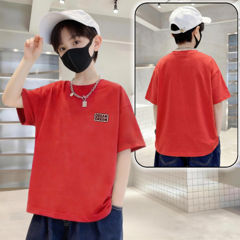 Children's Letter Printed Cotton Short-sleeved Boy Summer Clothing Loose Western Style Children's T-shirt