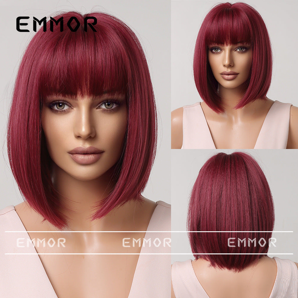 Versatile Women's Fashionable Bangs Orange For Wig Short Straight Hair