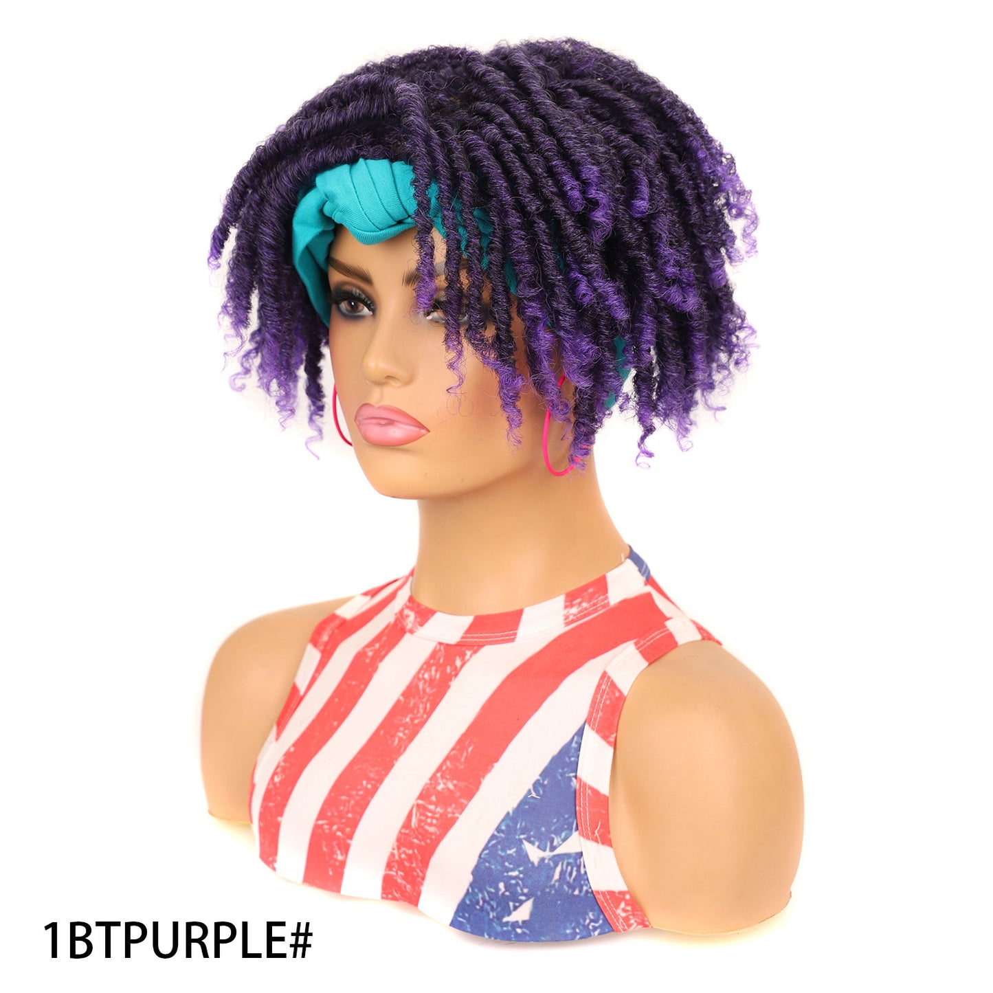 Turban Head Sleeve Curved Cover African Wig Short Curly Hair