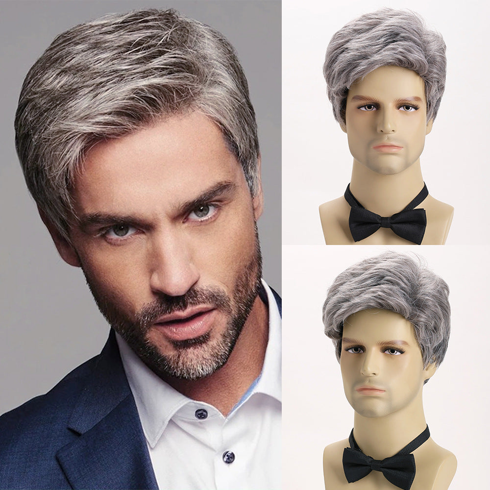 Men's Sheath Small Curly Short Hair Synthetic Men's Wig
