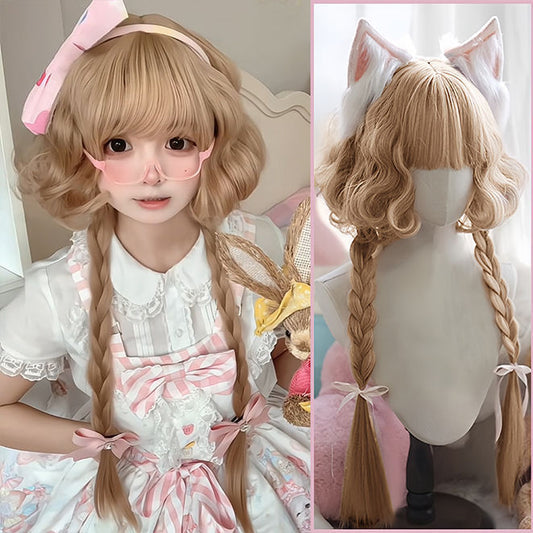 Golden Twist Braid Double Ponytail Natural Full Top Simulation Other Wig