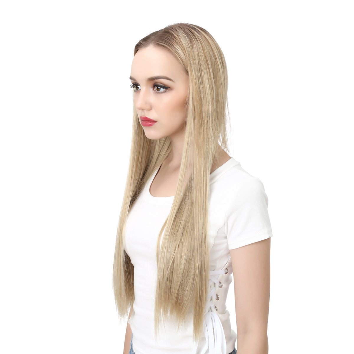 Female Chemical Fiber Simulation U-shaped Half Headgear Seamless Wig