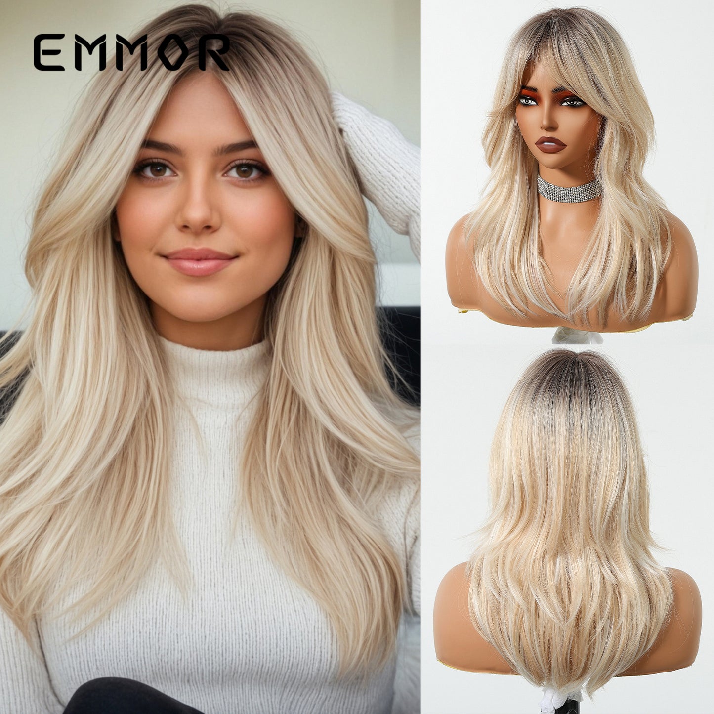 Type Bangs Curly Natural Fashion Top Wig Long Curls