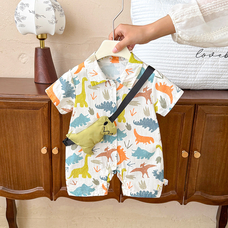 Boy Jumpsuit Short Sleeve Crawling Clothing Romper Jumpsuit, Climbing Suit