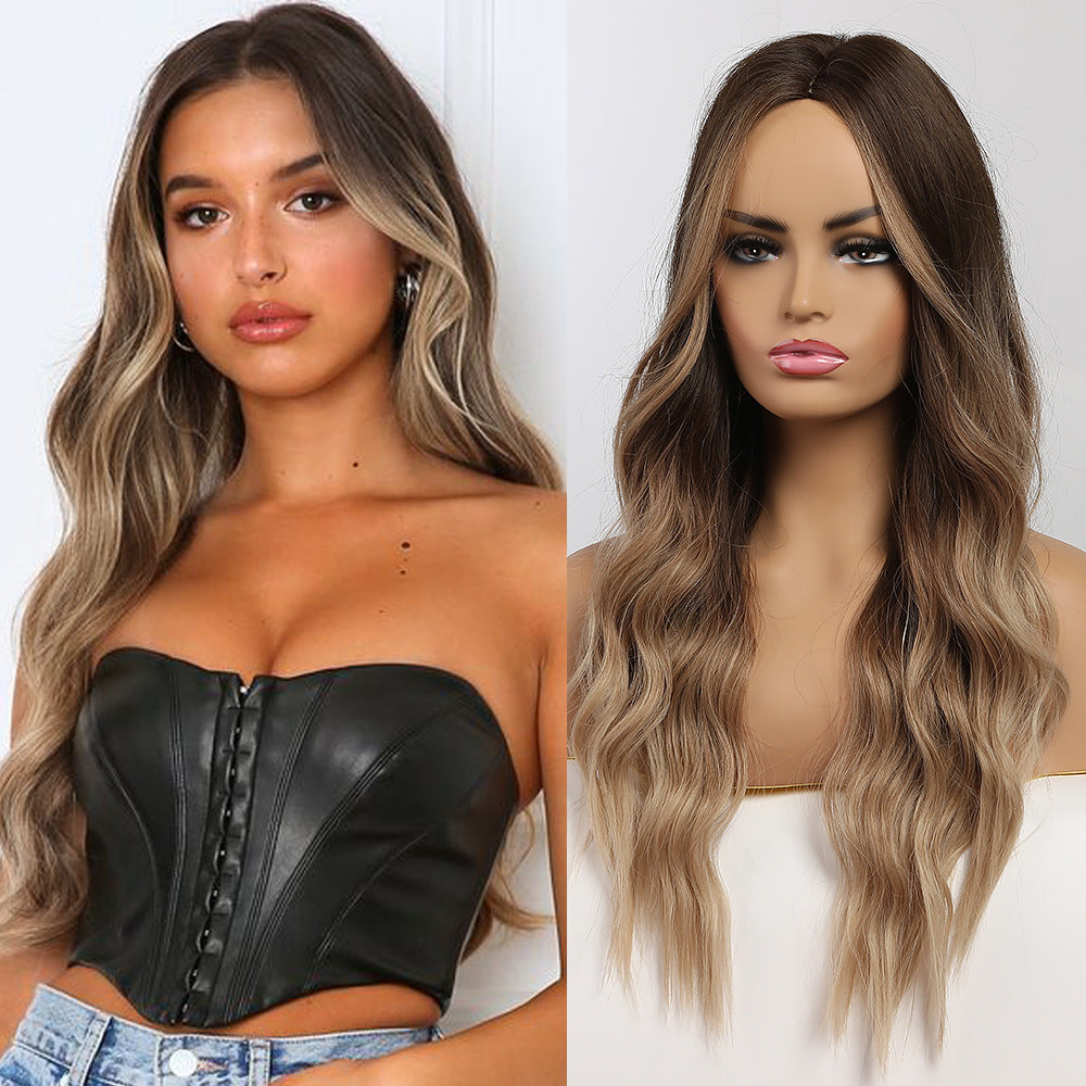 Female Atmosphere Dignified Goddess Gradient Brown Long Straight Wig