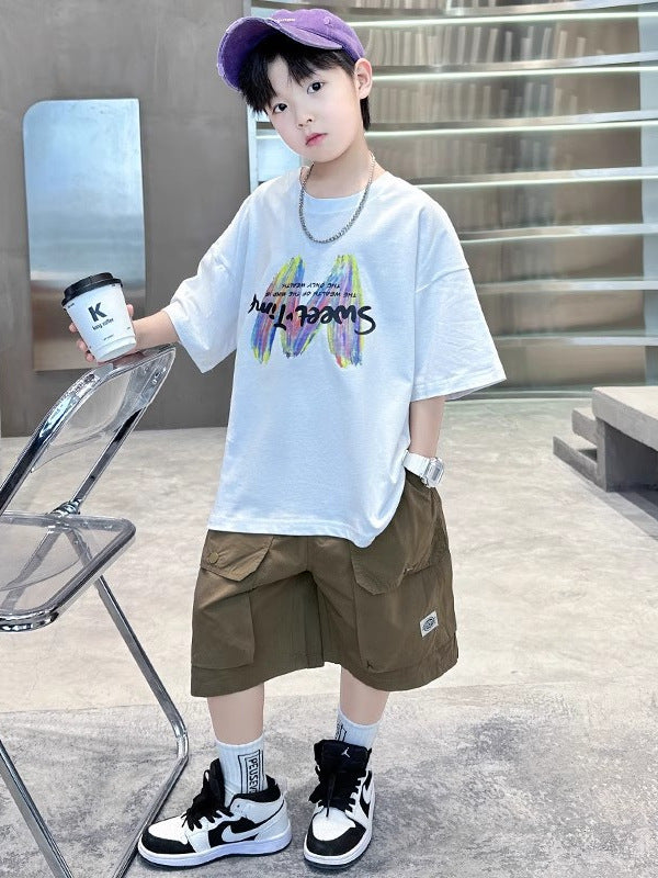 Children's Boys Summer Pu Clothing Medium Big Western Style Children's Suit