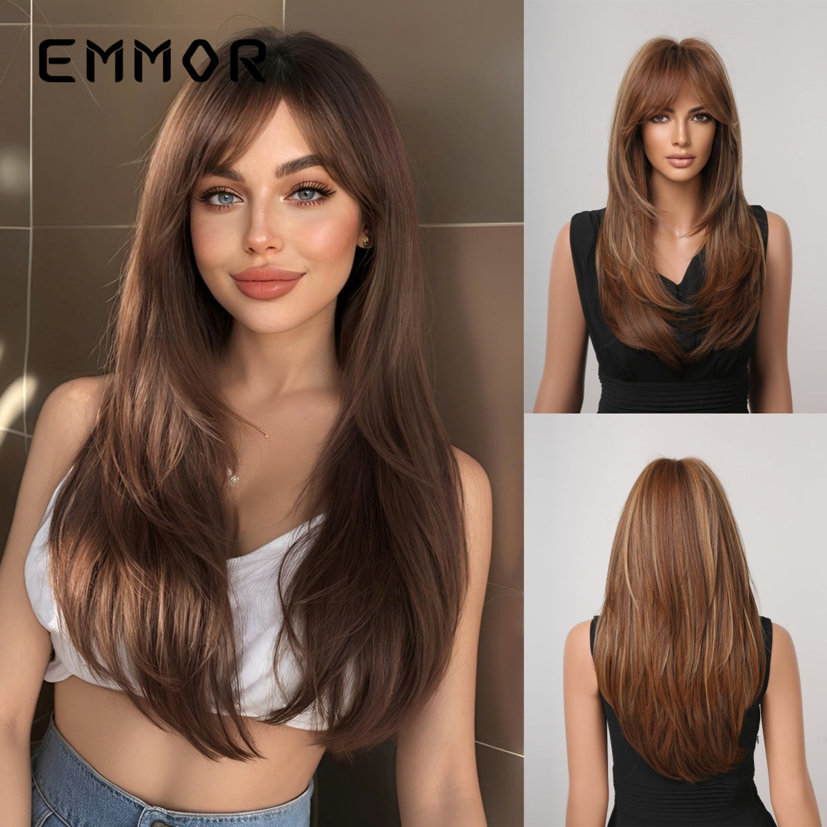 Fluffy Burgundy Hair Natural Fashion Chemical Wig Long Curls