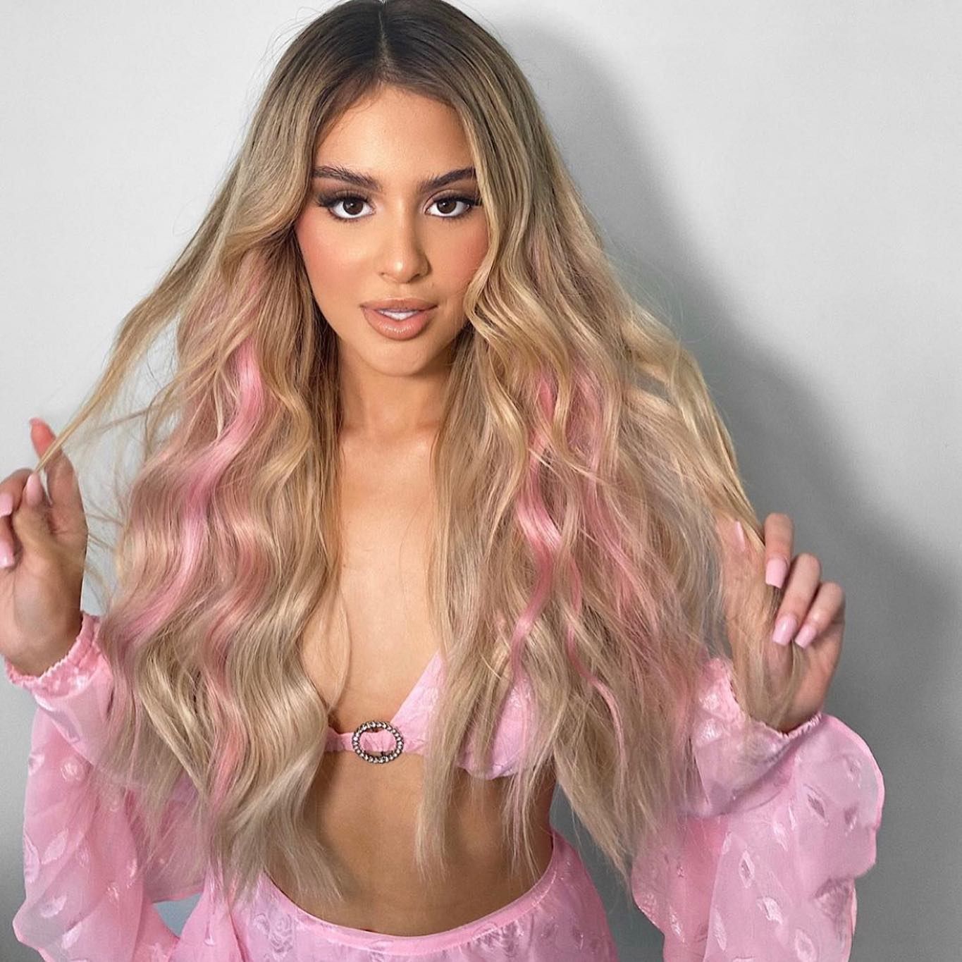 Lace Medium Small Highlight Curly Hair Synthetic Wig Long Curls