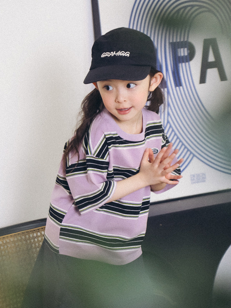 Children's Summer Vintage Stripe Tops Soft Breathable Children's T-shirt