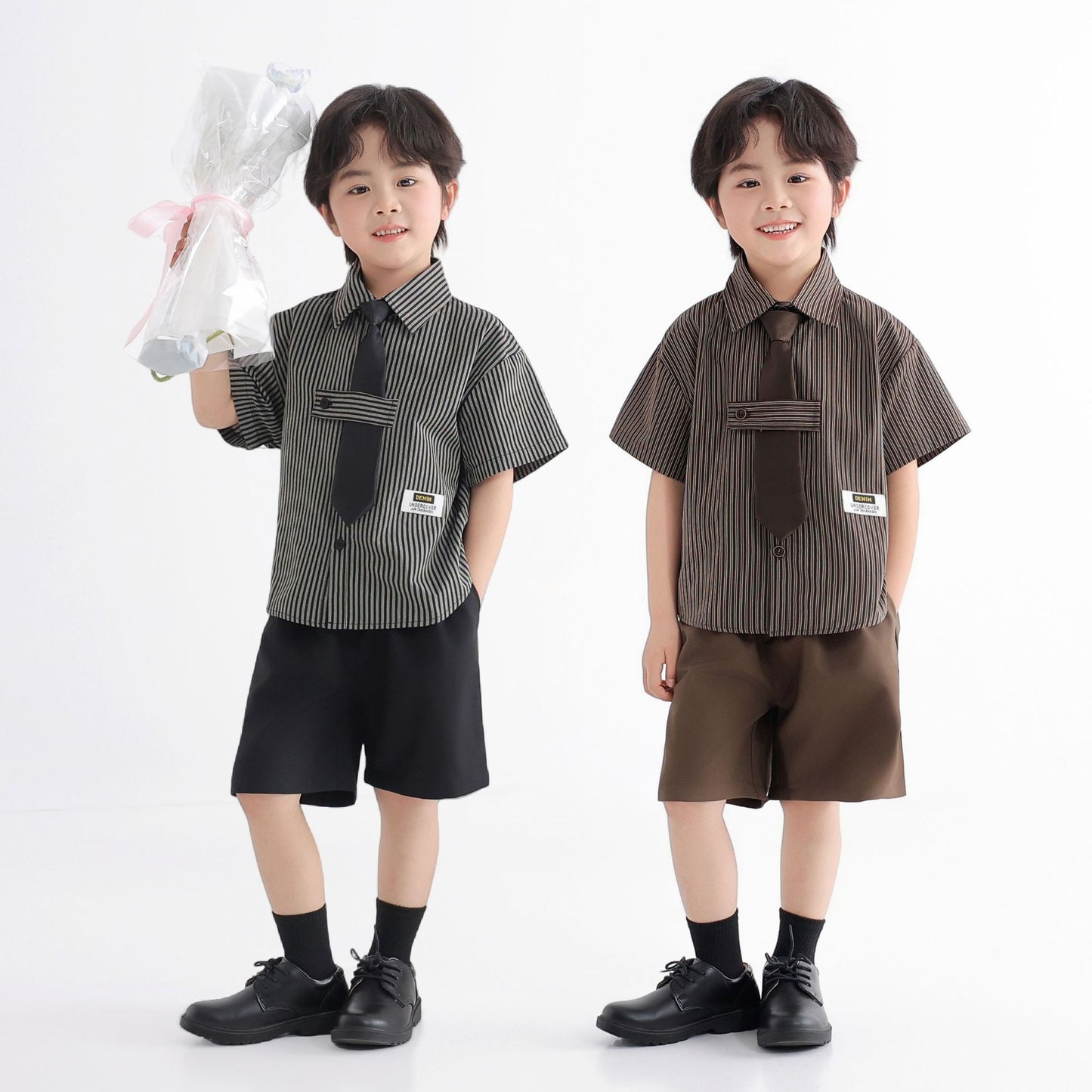 Suit Two Pieces Spring Leisure Pu Boy Model Catwalk Performance Children's Shirt