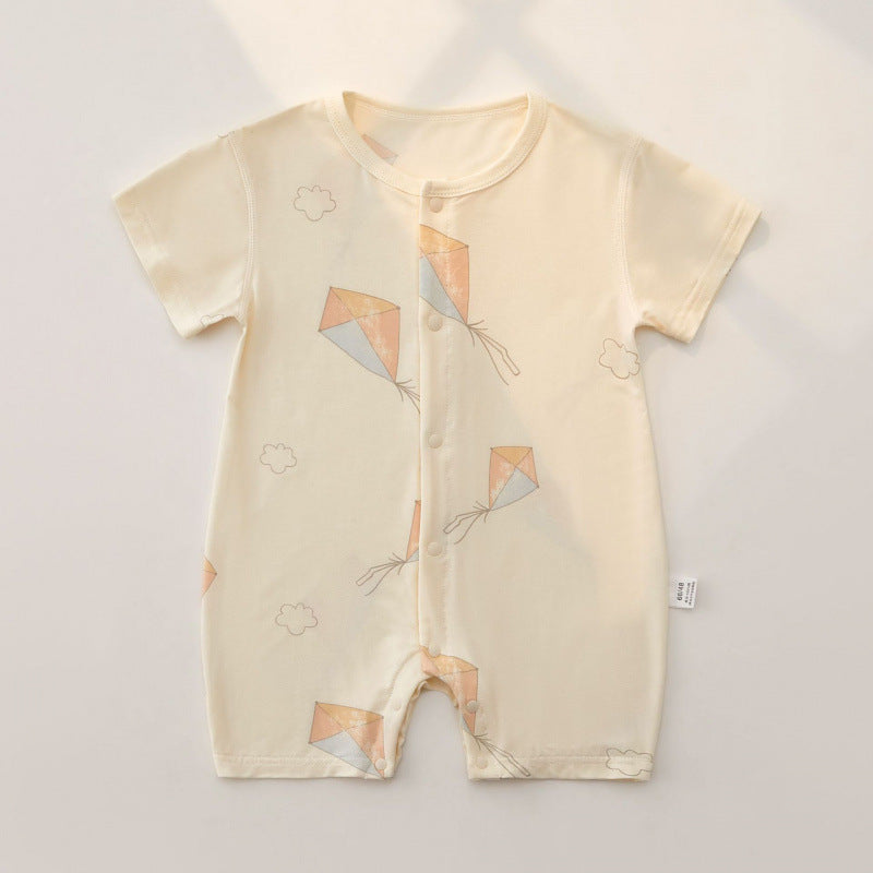 Modal Short-sleeved Jumpsuit Summer Boneless Sewing Born Male Female Jumpsuit, Climbing Suit