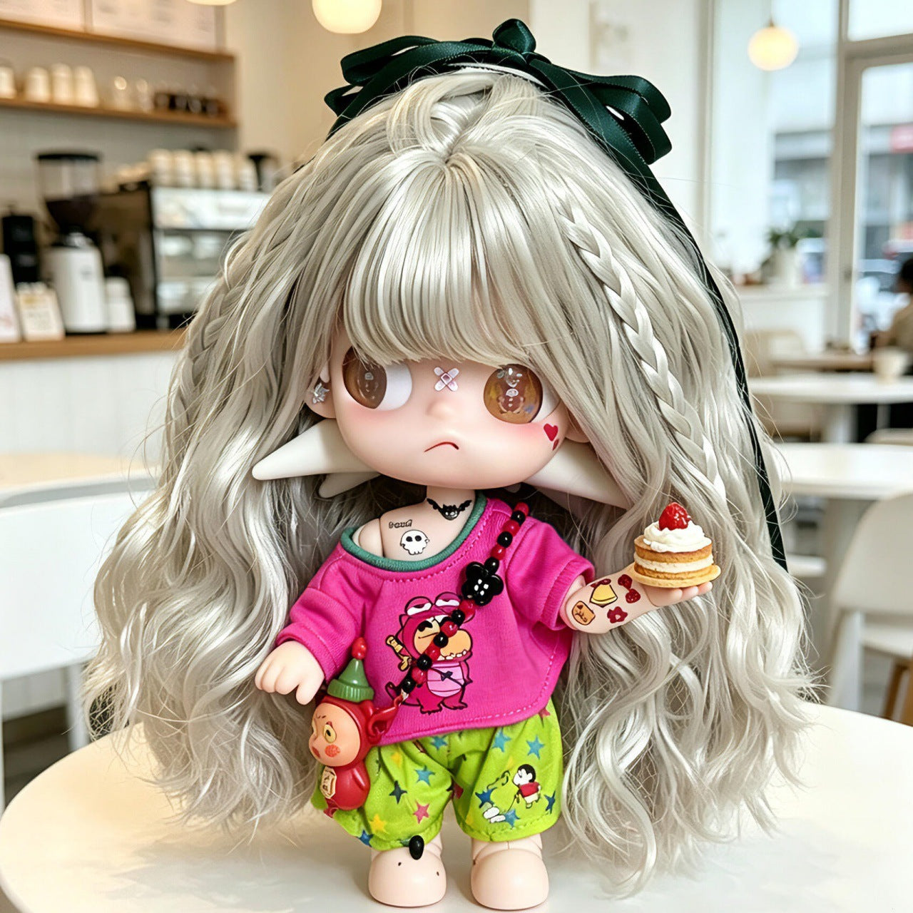 Bangs Milk Golden Long Curly Hair High Quality Fiber Can Cos Wig
