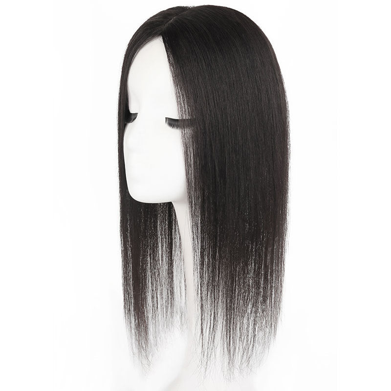 Women's Gray Hair Extra Mid-length One-piece Straight Piece Invisible Natural Human Wig