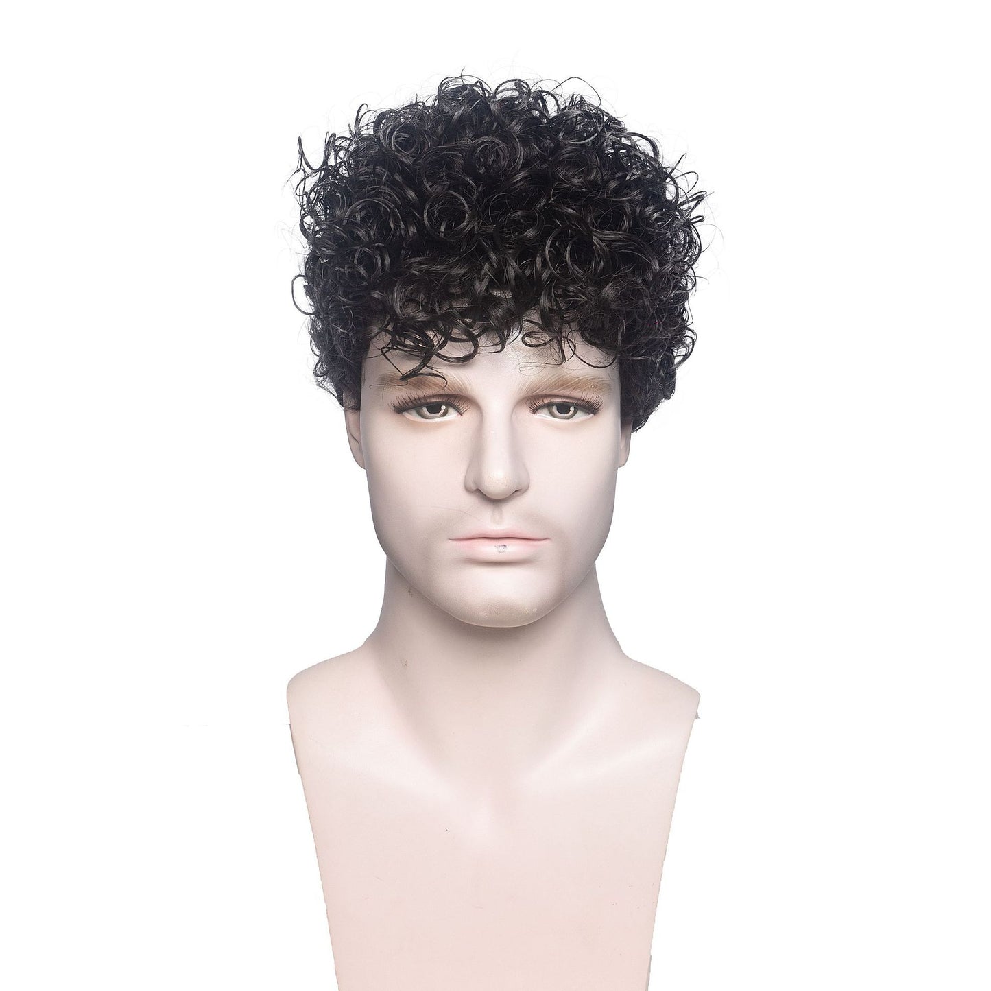 Men's Black Short Curly Hair Synthetic Wigs Men's Wig