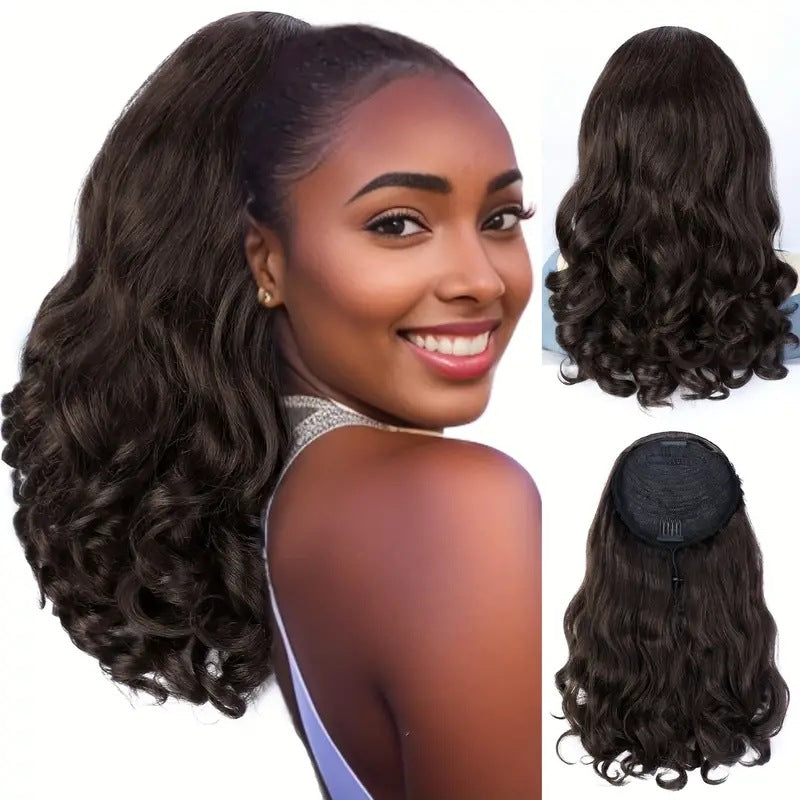 Short Hair Fluffy Curly Extension Horse Wig Ponytail
