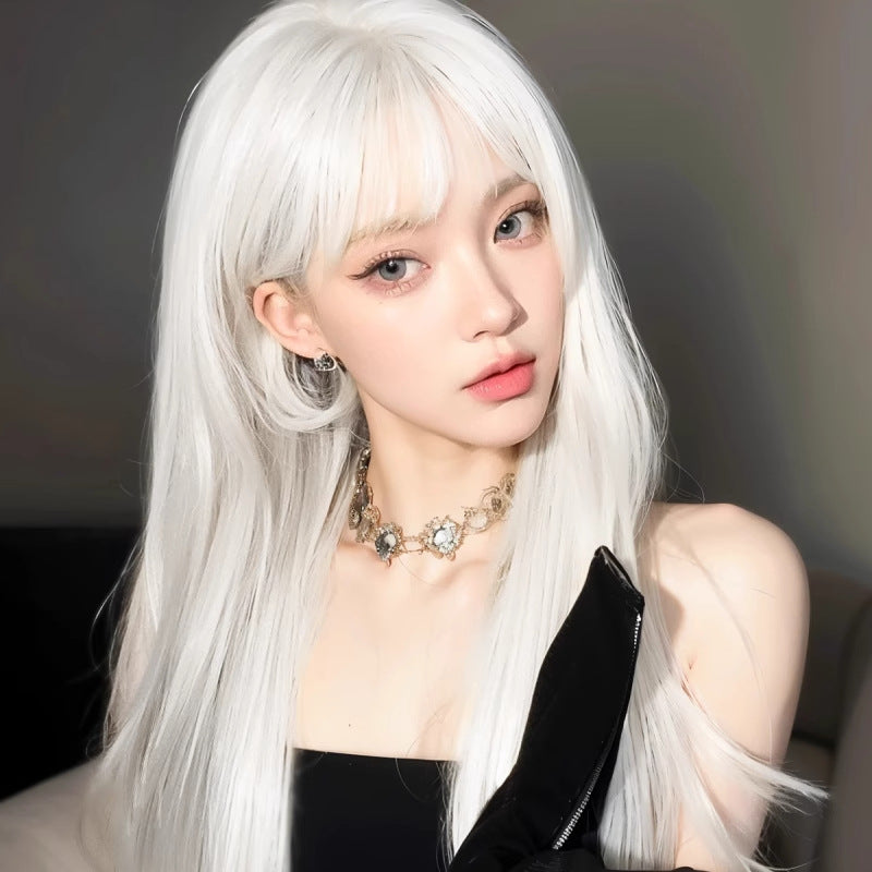 Female Hair Anime Universal Two-dimensional Pure White Natural Simulation Full Long Straight Wig