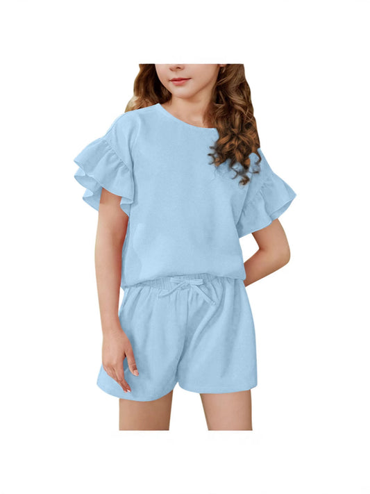 Summer Thin Solid Color Casual Sports Children's Suit