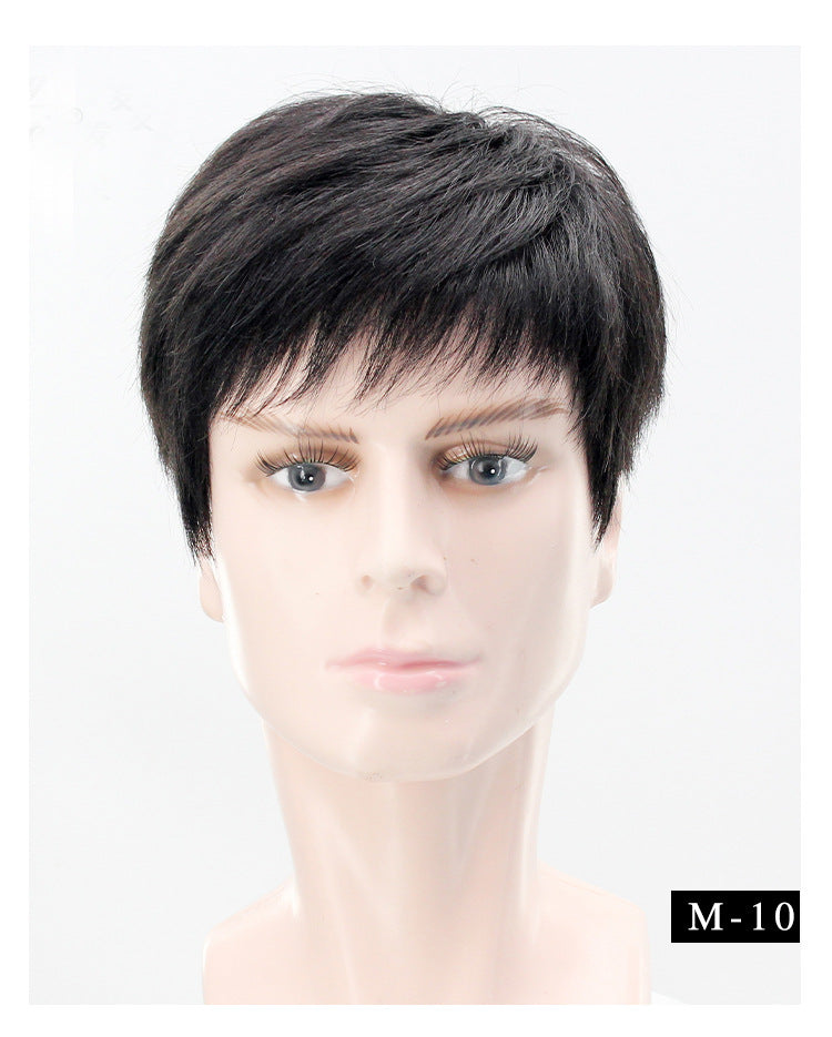 Men's Realistic Breathable Real Hair Hand Woven Men's Wig
