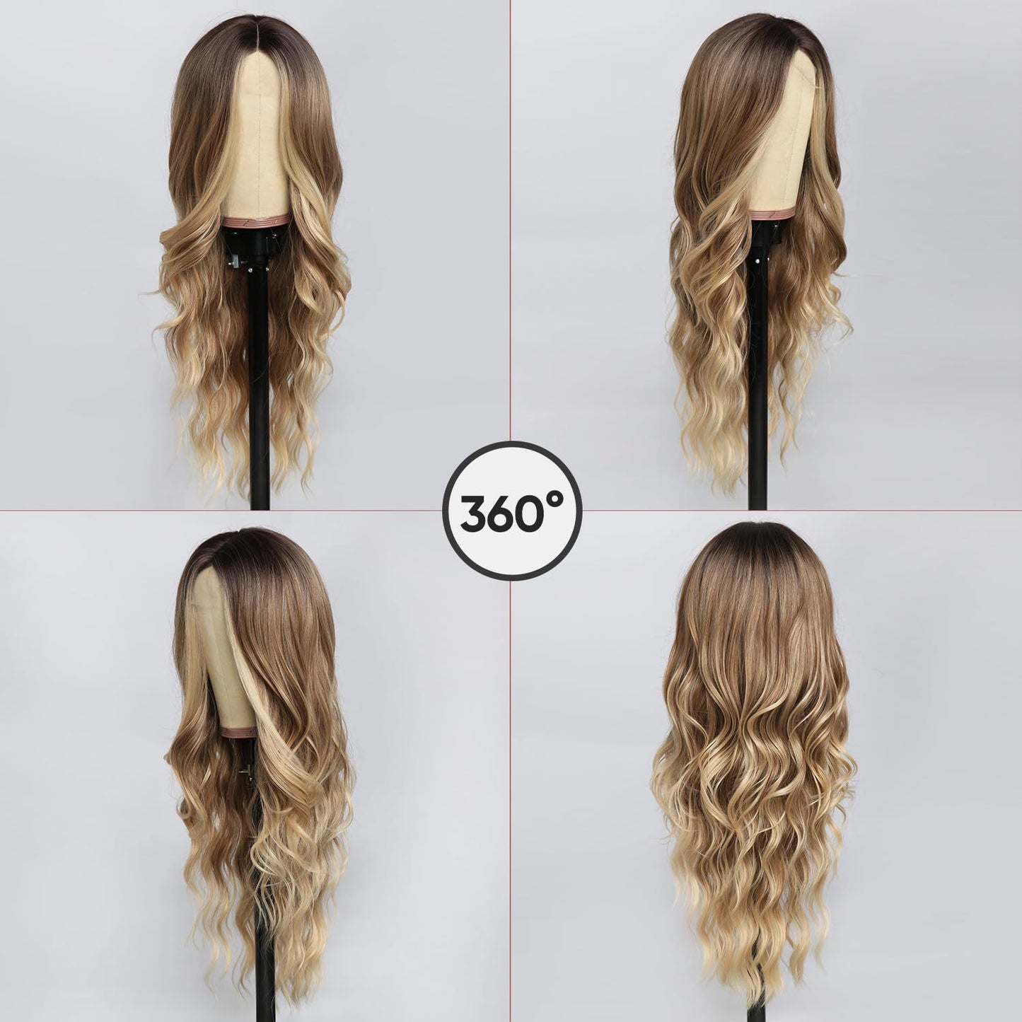 Female Golden Forehead Lace Medium Big Wave Wig Long Curls