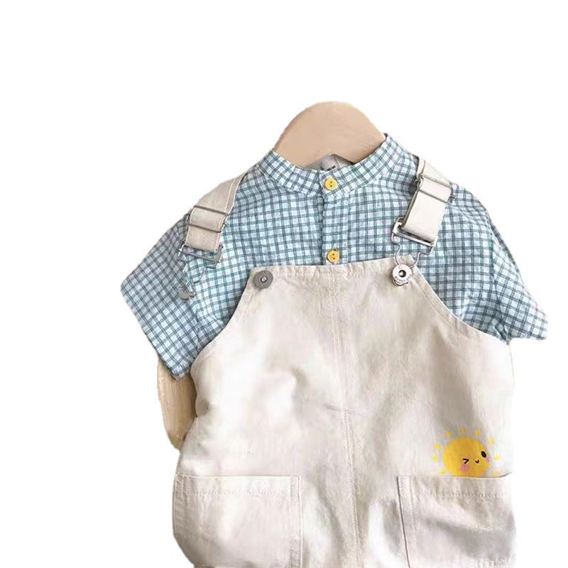 Children's Short-sleeved Summer Clothes Two-piece Handsome Fashion Korean Children's Suit