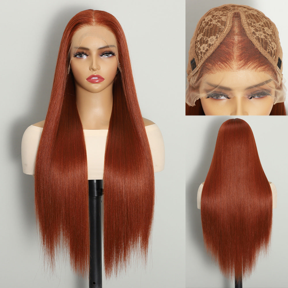 Front Lace Hand-woven Chemical Fiber Hair Hood Hd Long Straight Wig