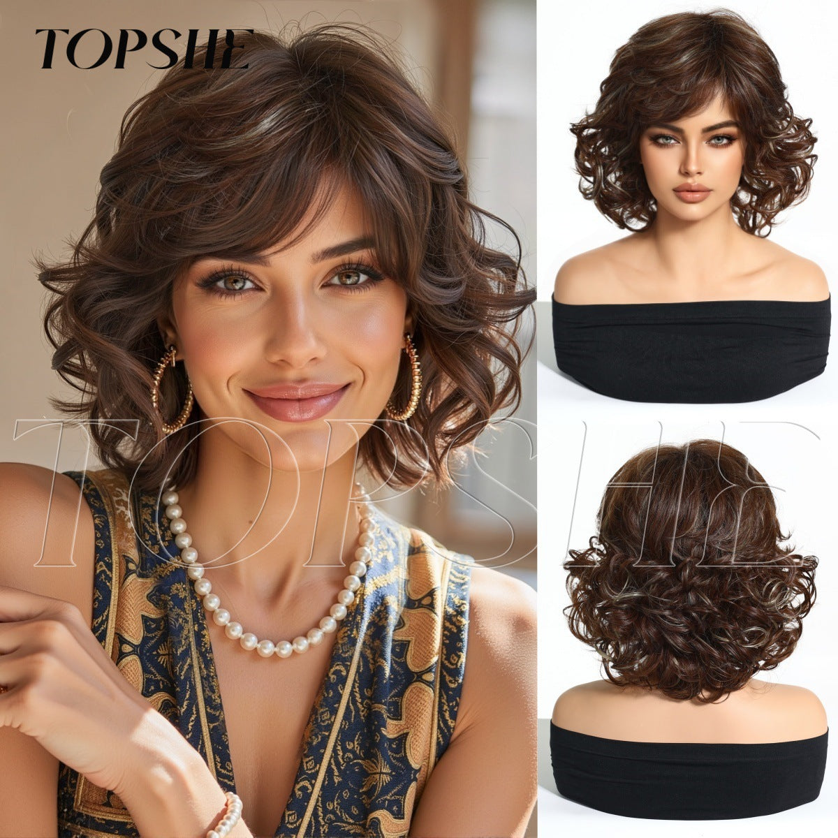 Lady Mom Sier White Fluffy Lifelike Wig Short Curly Hair