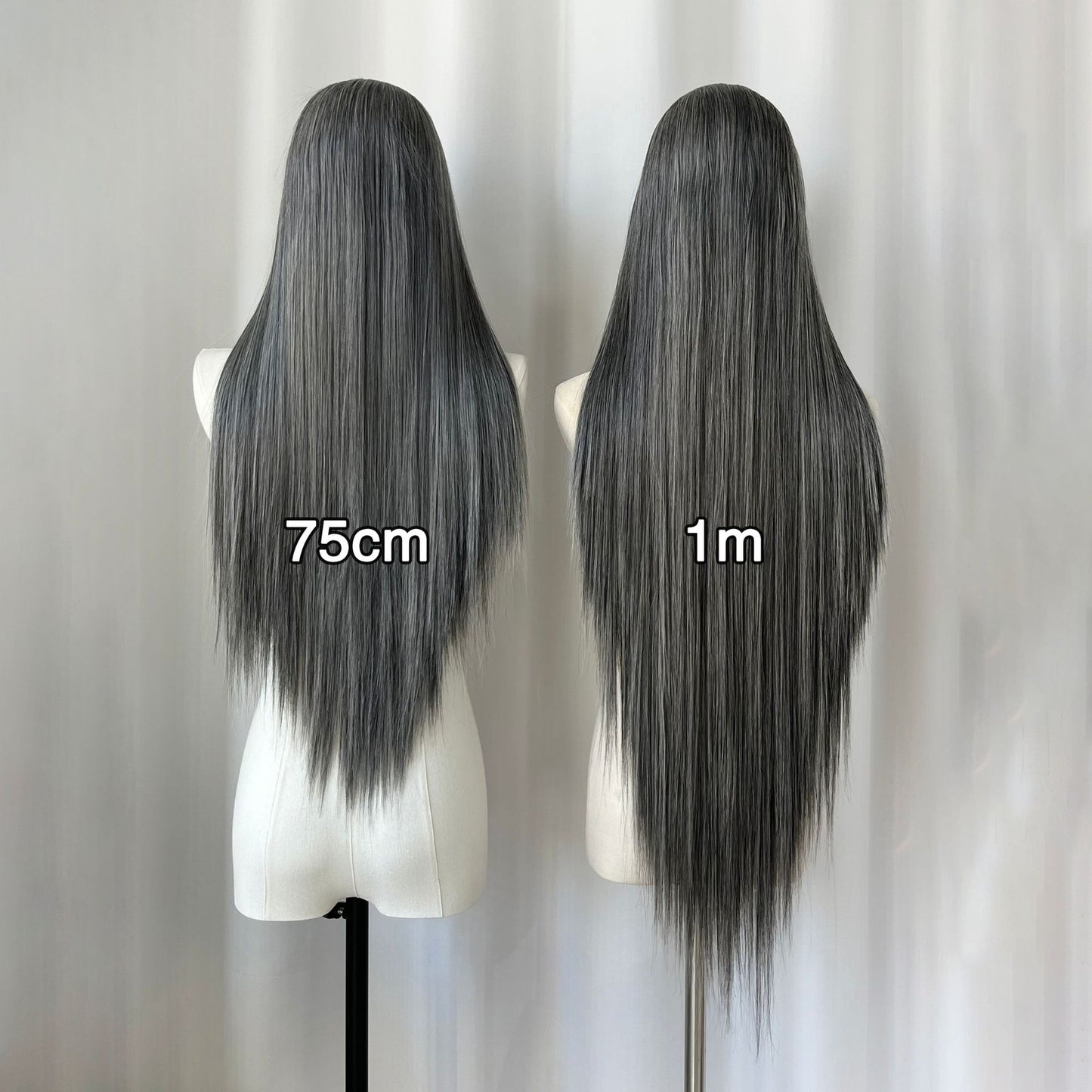 White Gray Hand Crochet Forehead Lace Female Comic Show Mao Long Straight Wig