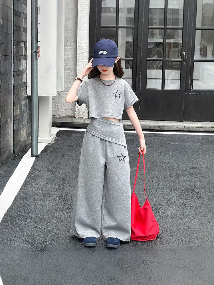 Children's Set Two-piece Korean Fashion Simple Style Five-pointed Star Children's Suit