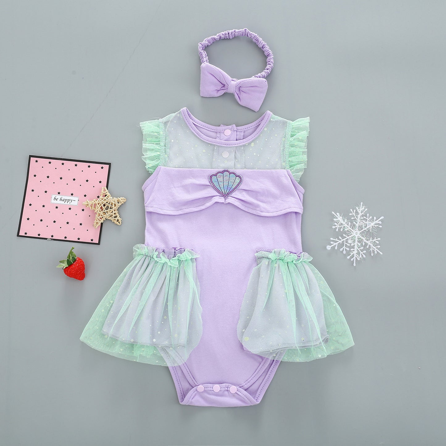 Christmas Mermaid Jumpsuit Long Hair Princess Elsa Romper Toddler Crawling Jumpsuit, Climbing Suit