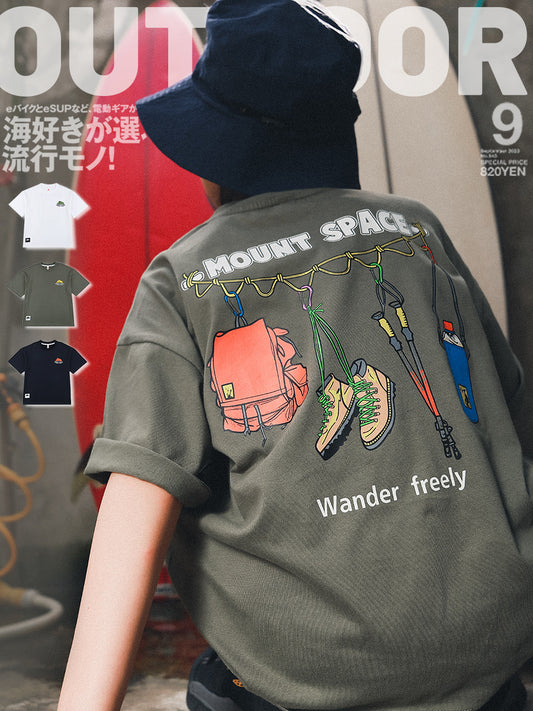 Children's Short-sleeved Summer Mountain Outdoor Camping Style Printed Children's T-shirt