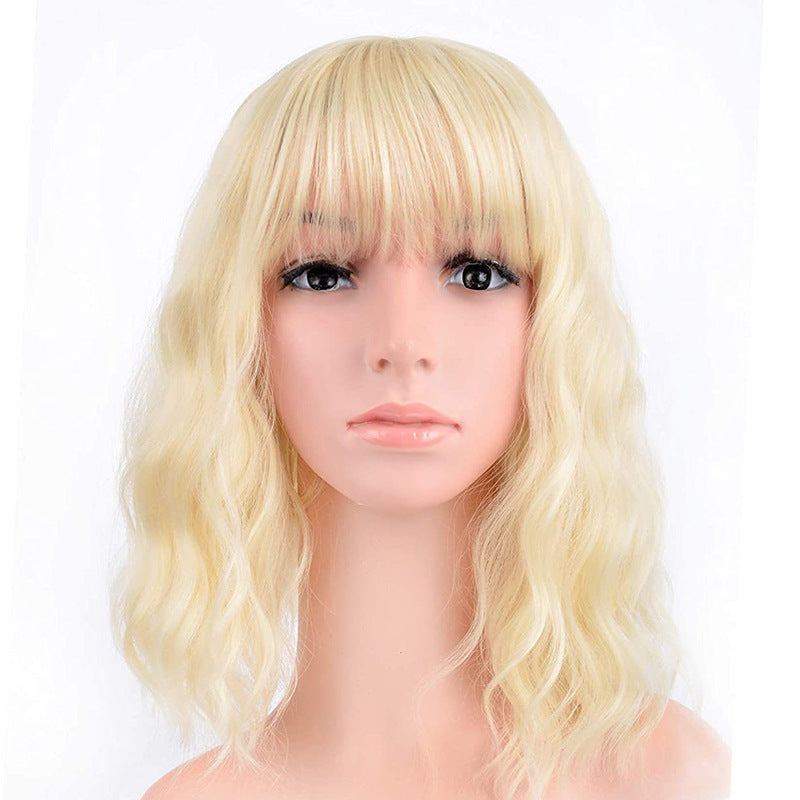 Halloween Bangs Color Short Curly Hair Long Straight Wig