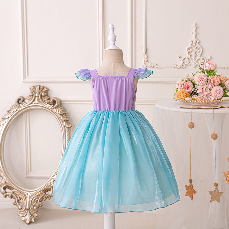 Children's Mermaid Princess Summer Puffy Tulle Skirt Children's Dress