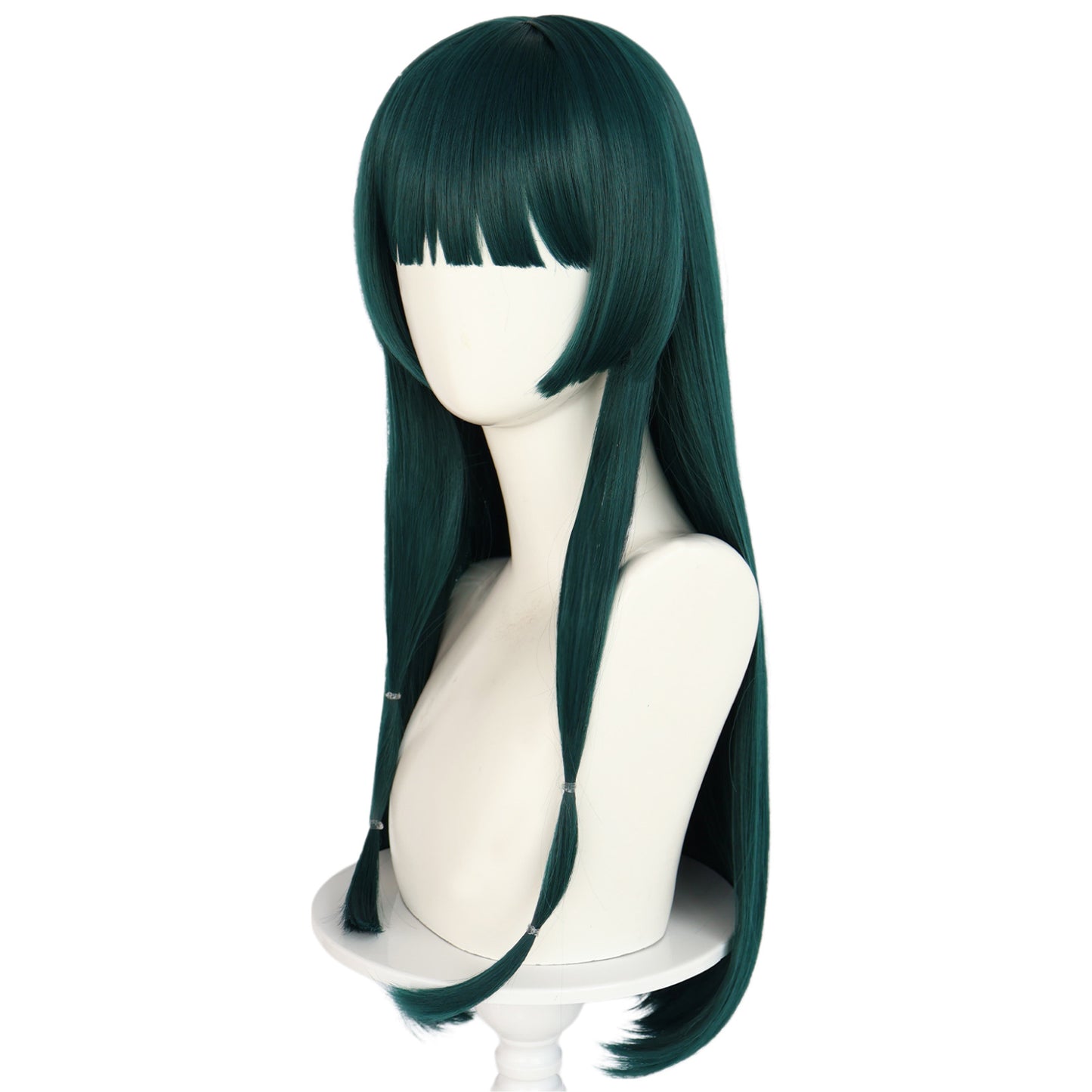 Whispering Second Cat Dark Green Simulation Scalp Long Straight Cos Wig
