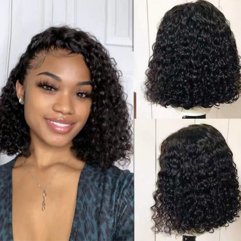 Women's Wigs Black Medium Hand Wrapping Small Wig Short Curly Hair