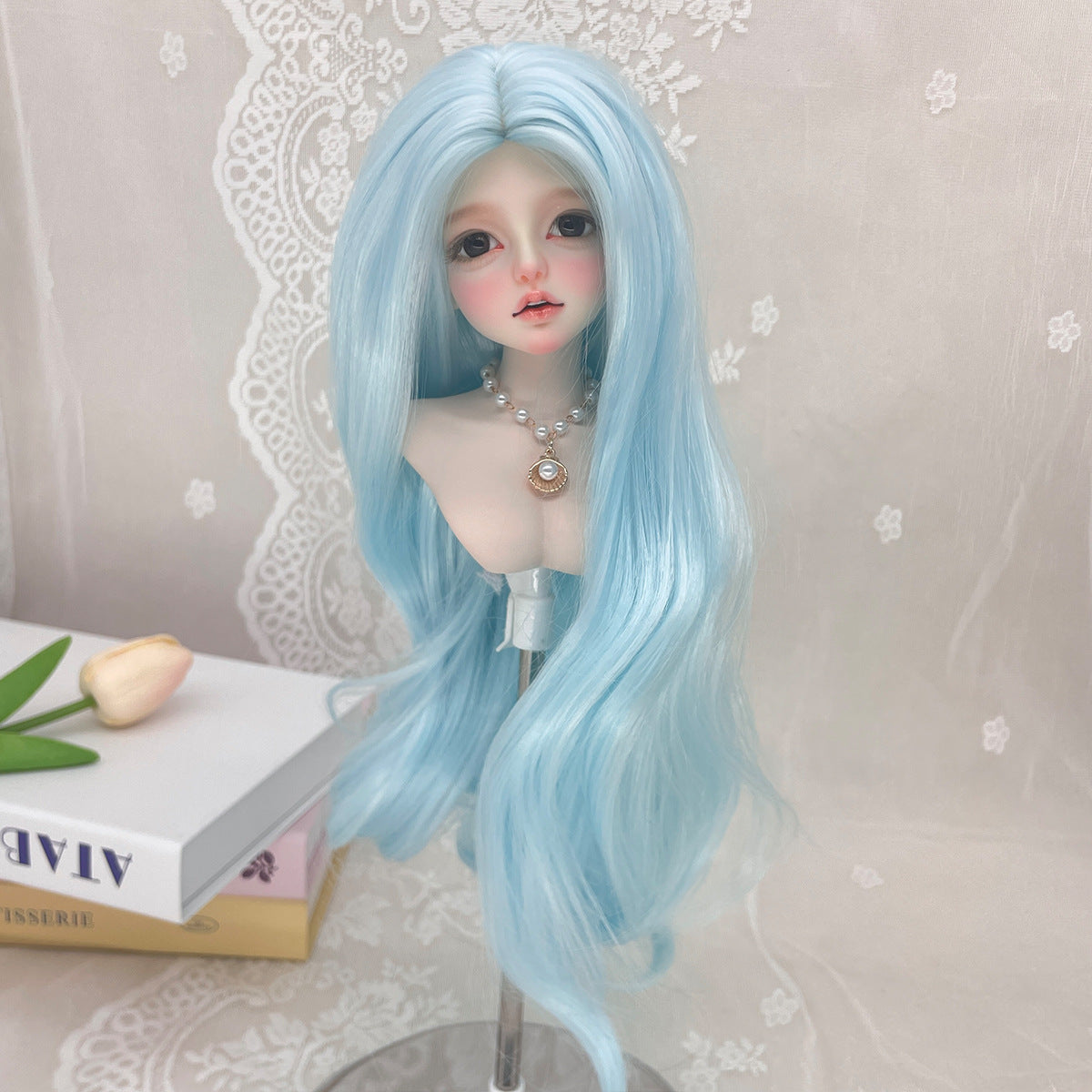 Silk Mid-length Long Curly Hair Embryo Head Cover Can Be Cos Wig